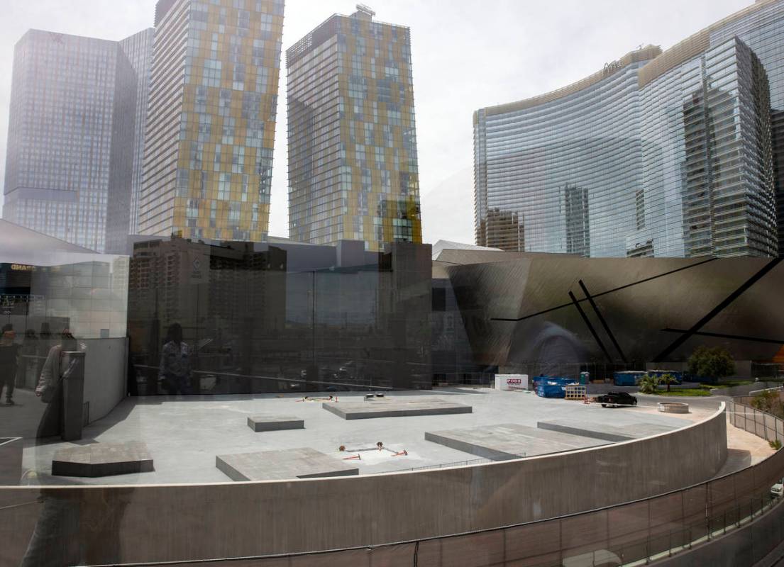 Veer Towers, left, two condominium towers within CityCenter and the Aria hotel-casino are seen ...