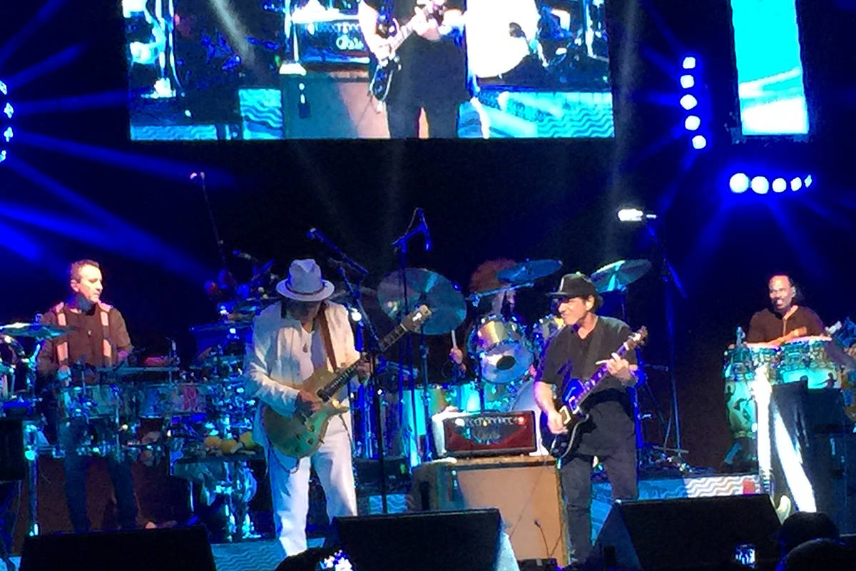 Carlos Santana and his longtime friend and protege Neal Schon perform at House of Blues at Mand ...