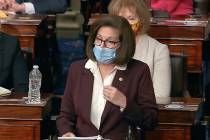 Sen. Catherine Cortez Masto, D-Nev., speaks in January 2021. (Senate Television via AP)