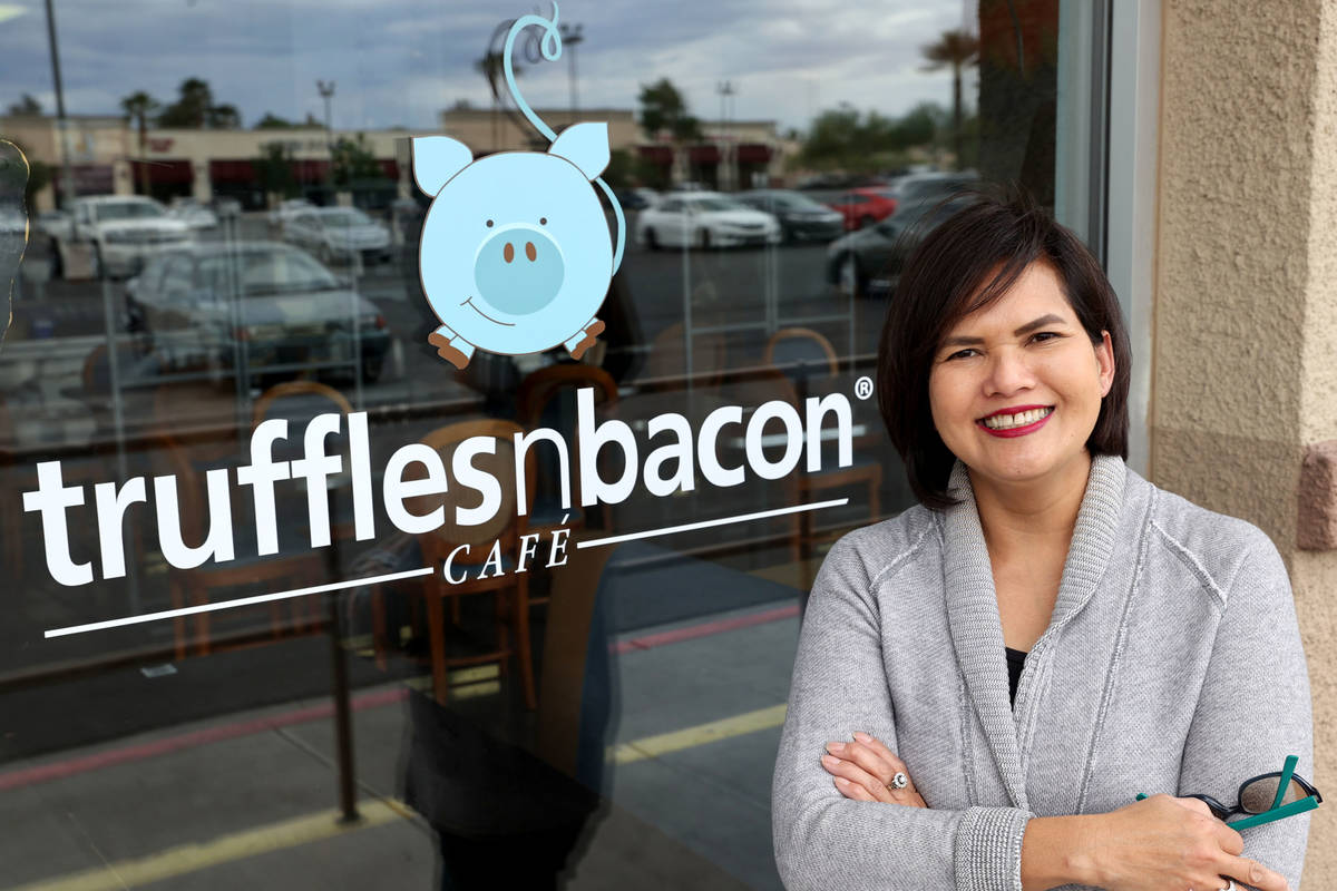 Magnolia Magat, owner of Truffles N Bacon Cafe, at her Las Vegas restaurant Tuesday, April 27, ...