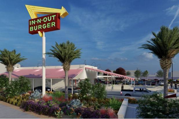 A rendering of an In-N-Out Burger slated to be built across the street from Allegiant Stadium i ...