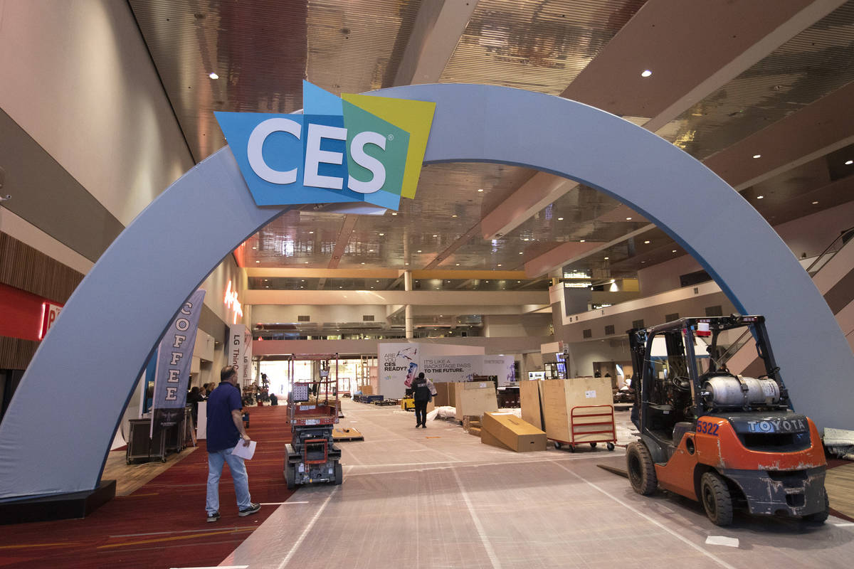 Set up for CES is underway at the Las Vegas Convention Center on Friday, Dec. 27, 2019, in Las ...