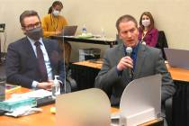 In this image from video, defense attorney Eric Nelson, left, and defendant, former Minneapolis ...