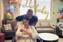 Nick Carter and Lauren Kitt Carter are shown with their new daughter at Southern Hills Hospital ...