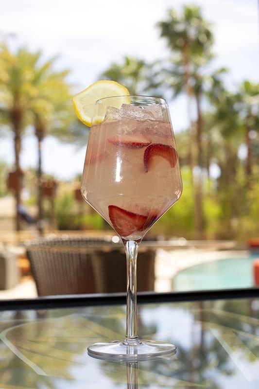 The Fleury cocktail at the Golden Knights-themed popup at Crimson Lounge at Red Rock Casino on ...