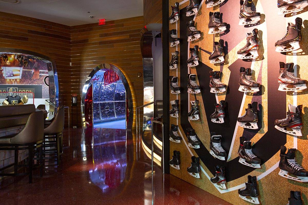 The Golden Knights-themed popup at Crimson Lounge at Red Rock Casino on Thursday, May 6, 2021, ...