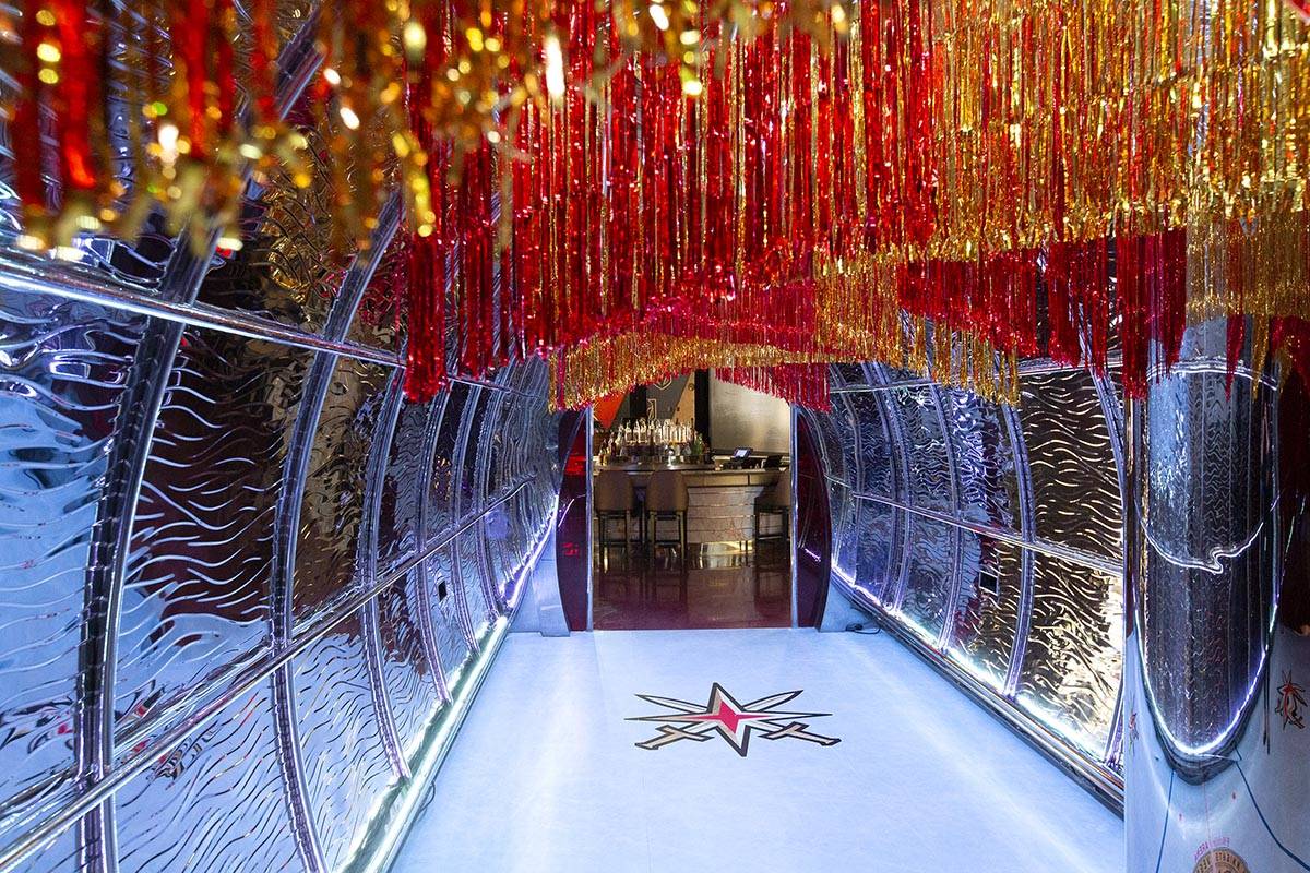 The "ice wall" is an entrance to the Golden Knights-themed popup at Crimson Lounge at ...