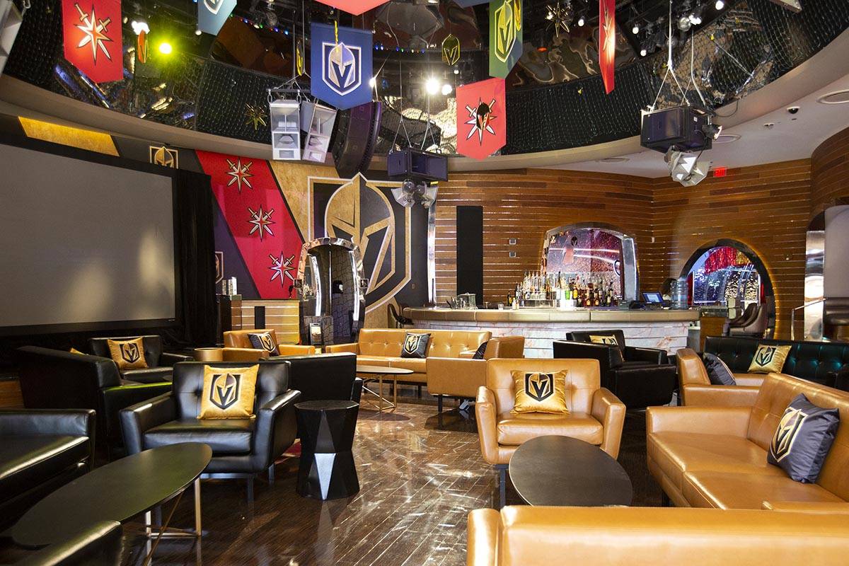The Golden Knights-themed popup at Crimson Lounge at Red Rock Casino on Thursday, May 6, 2021, ...