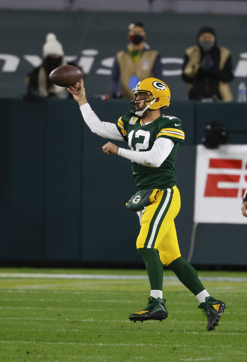 Green Bay Packers quarterback Aaron Rodgers (12) during an NFL game between the Atlanta Falcons ...