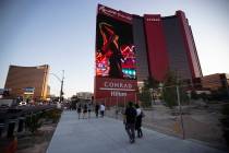 Resorts World Las Vegas is seen in Las Vegas, Friday, April 23, 2021. (Erik Verduzco/Las Vegas ...
