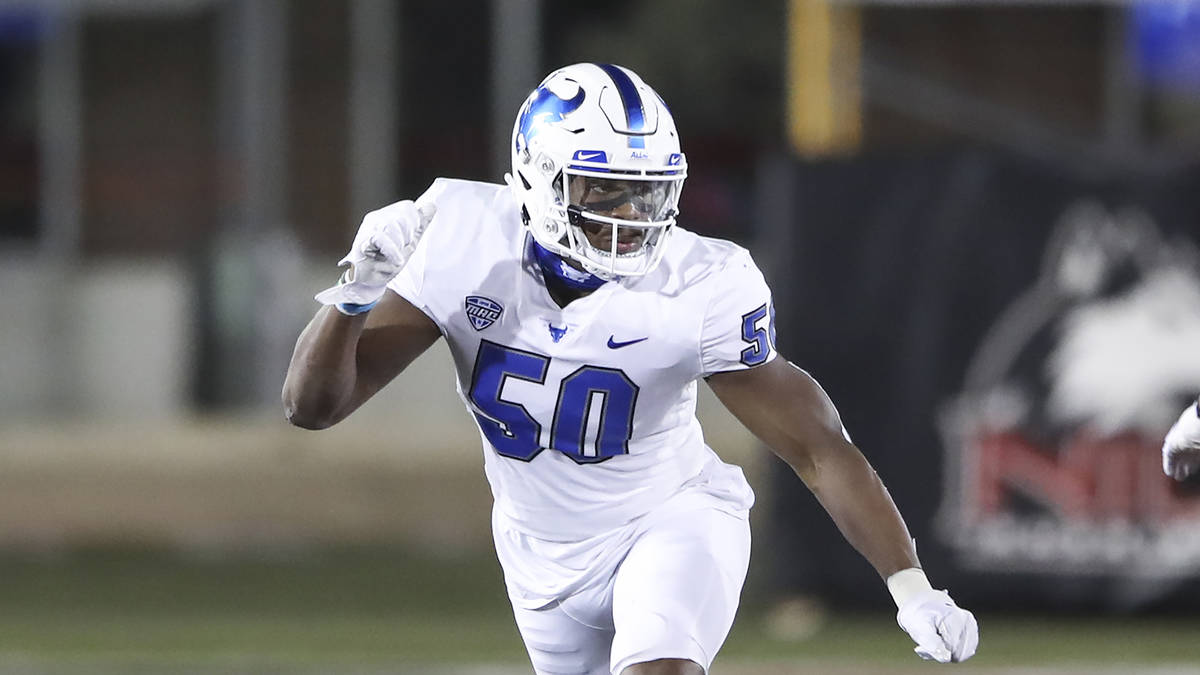 Buffalo Bulls defensive end Malcolm Koonce (50) in action against the Northern Illinois Huskies ...