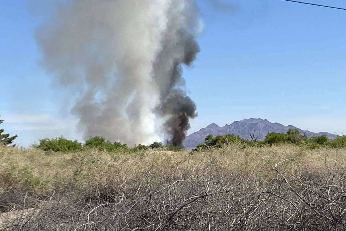 Clark County firefighters were responding to a large brush fire at Sunset Park along Sunset Roa ...