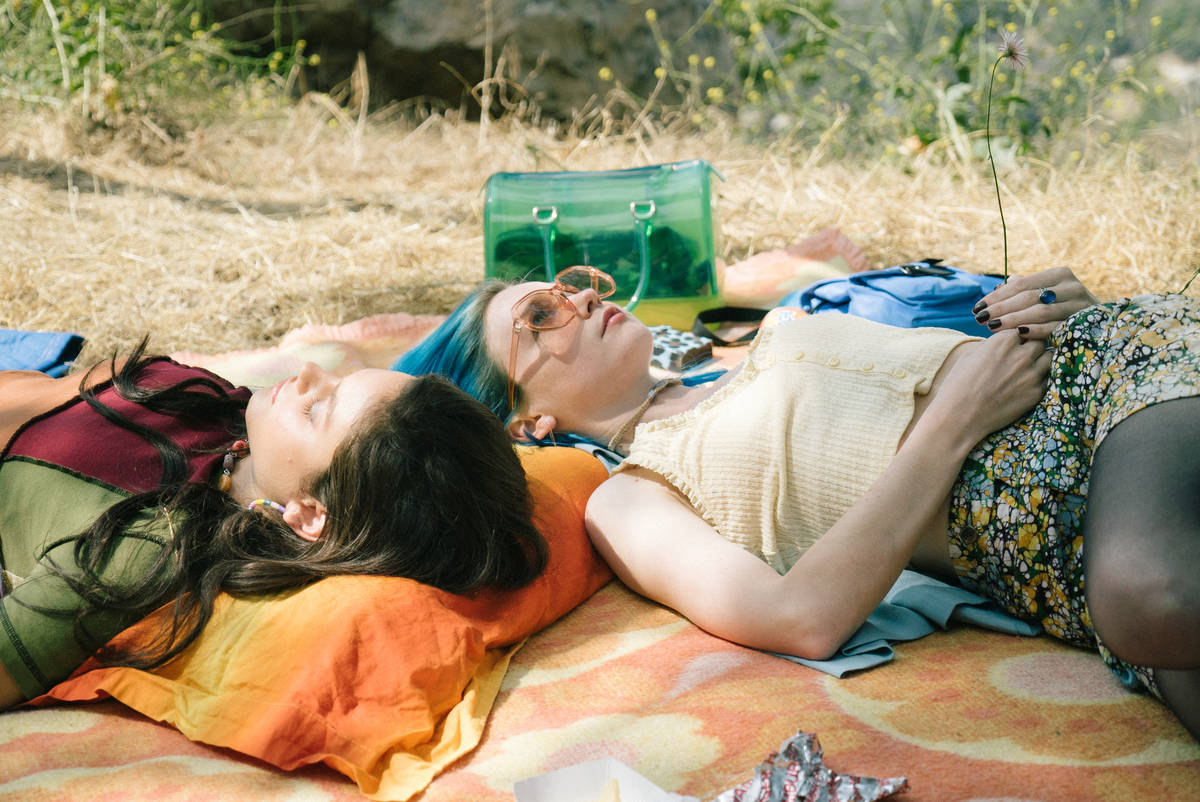 Odeya Rush, left, and Jessica Barden in a scene from MTV Entertainment Studios’ "Pink Skies A ...