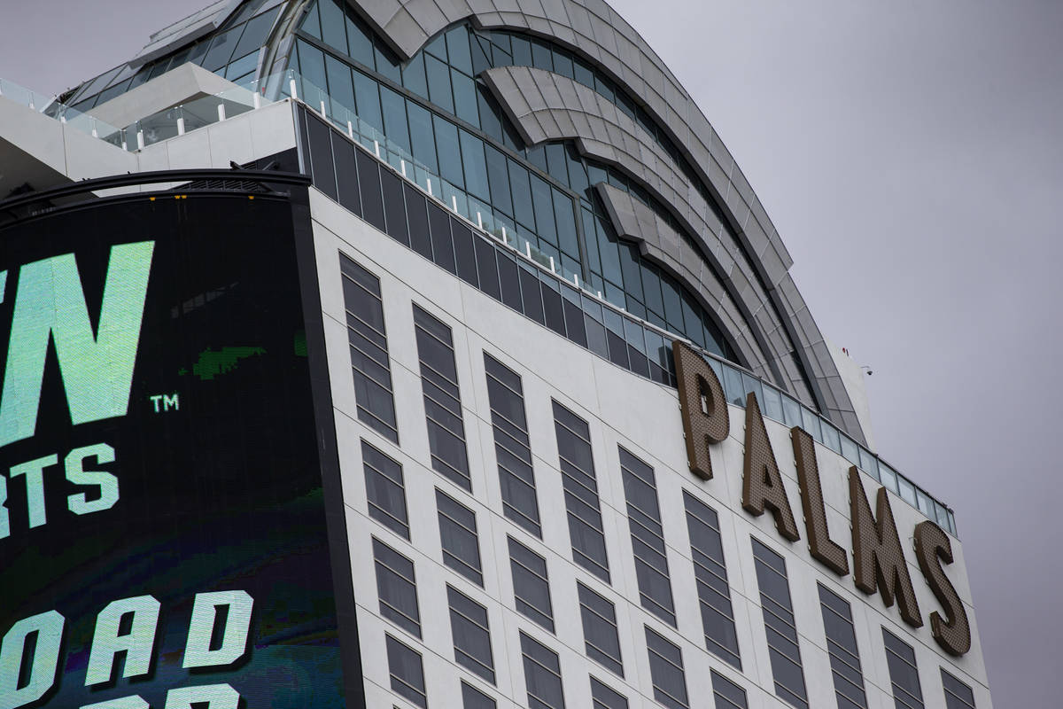 An exterior view of the Palms in Las Vegas on Monday, April 26, 2021. (Chase Stevens/Las Vegas ...