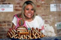 Competitive eater Miki Sudo. (AP Photo/John Minchillo)