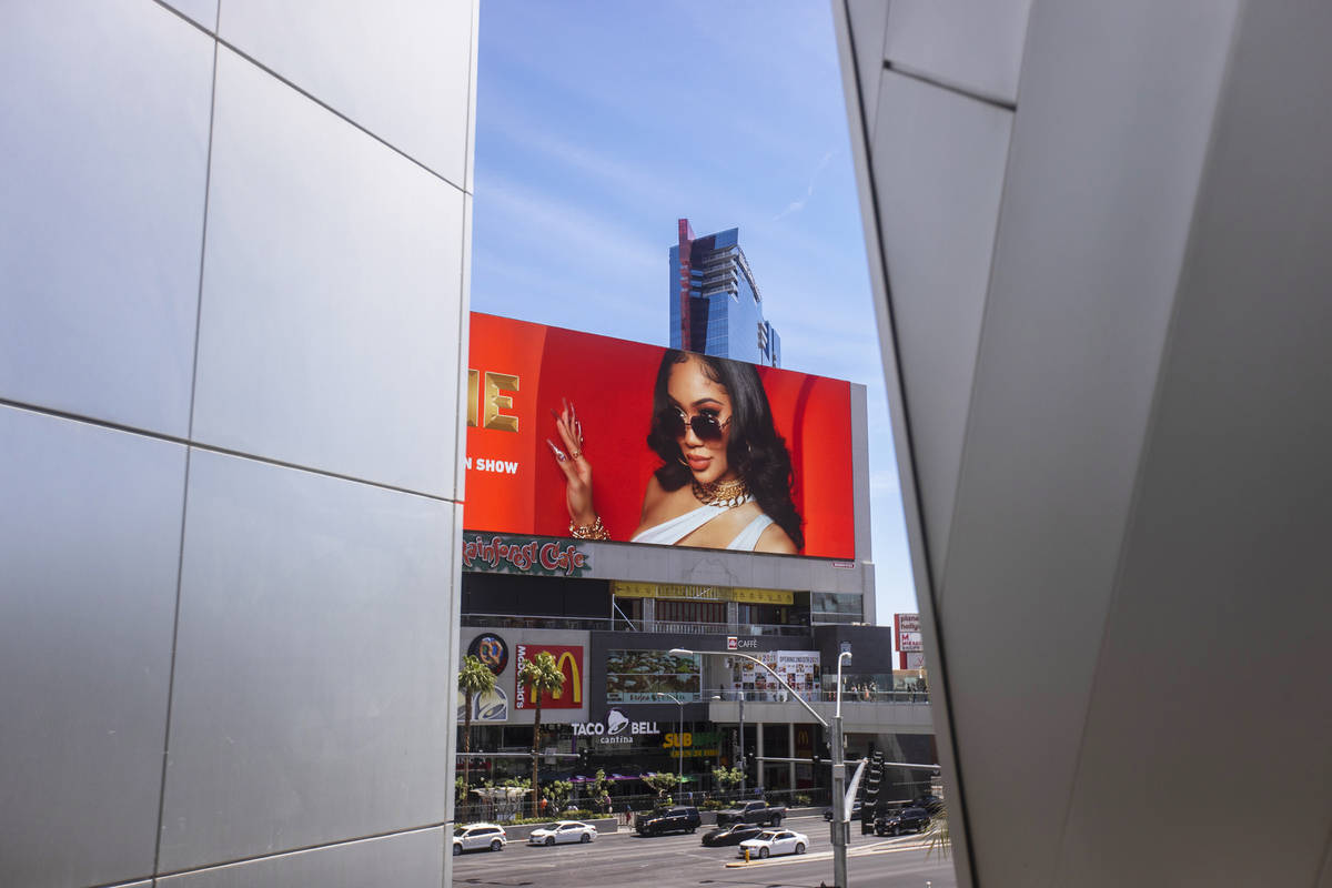 Harmon Corner on the Strip on Friday, April 30, 2021, in Las Vegas. (Benjamin Hager/Las Vegas R ...