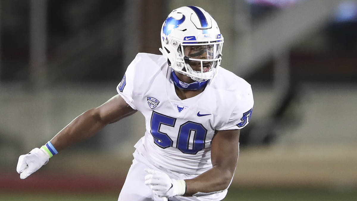 Buffalo Bulls defensive end Malcolm Koonce (50) in action against the Northern Illinois Huskies ...