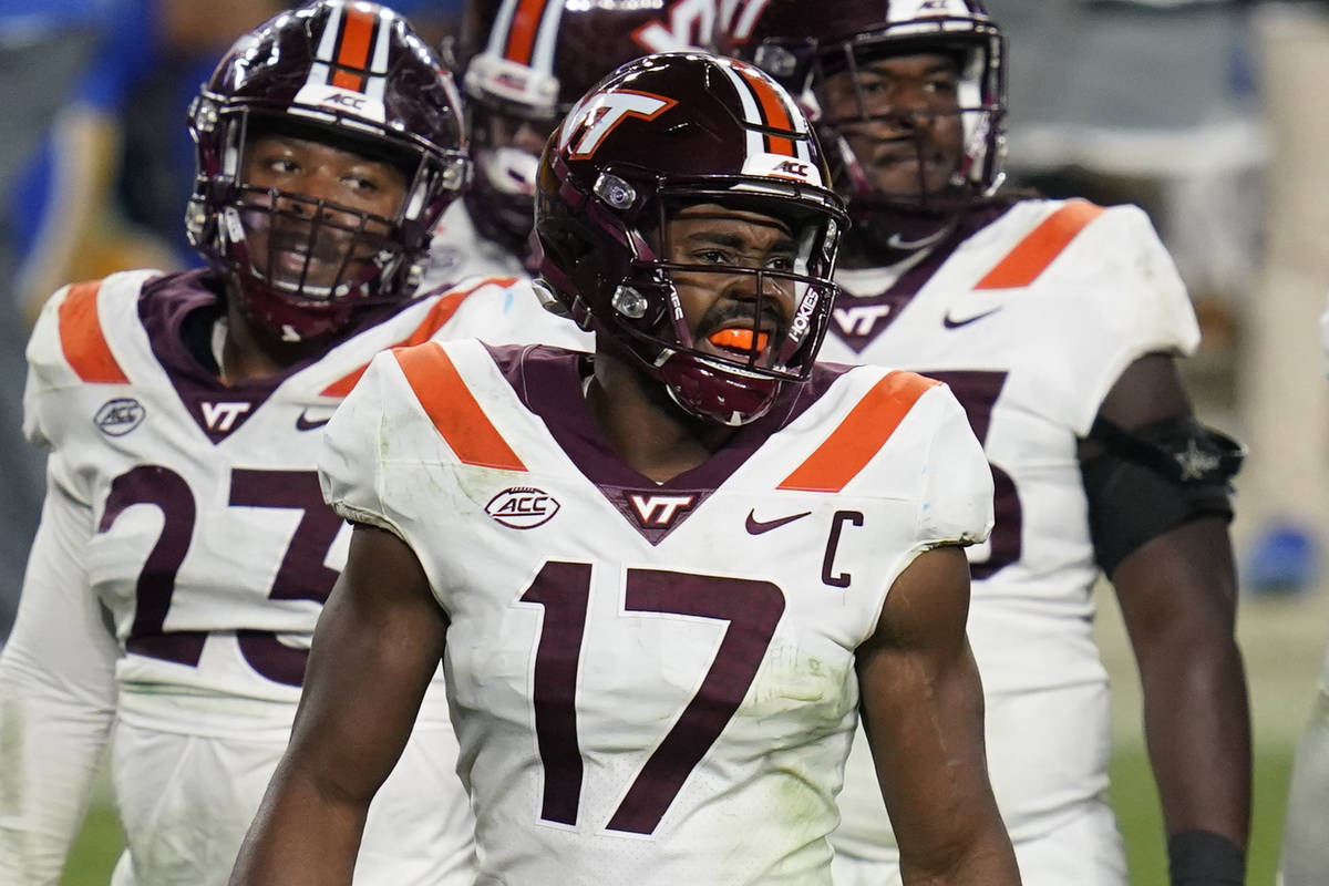 Virginia Tech defensive back Divine Deablo (17) plays against Pittsburgh in an NCAA college foo ...