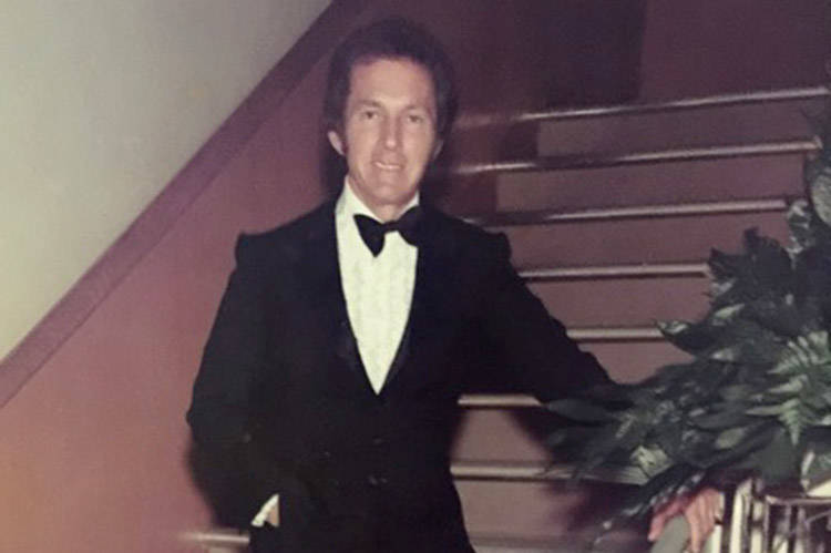 Bobby Morris wears the tuxedo Kirk Kerkorian bought him in 1969. (Courtesy)