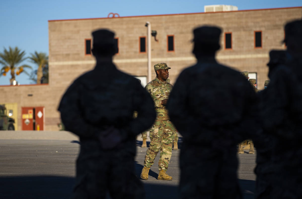 Maj. Gen. Ondra L. Berry addresses members of the Nevada National Guard as they prepare to depl ...