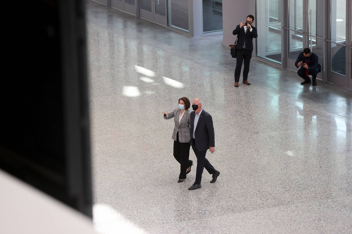 Sen. Catherine Cortez Masto, D-Nev., and Las Vegas Convention and Visitors Authority President ...