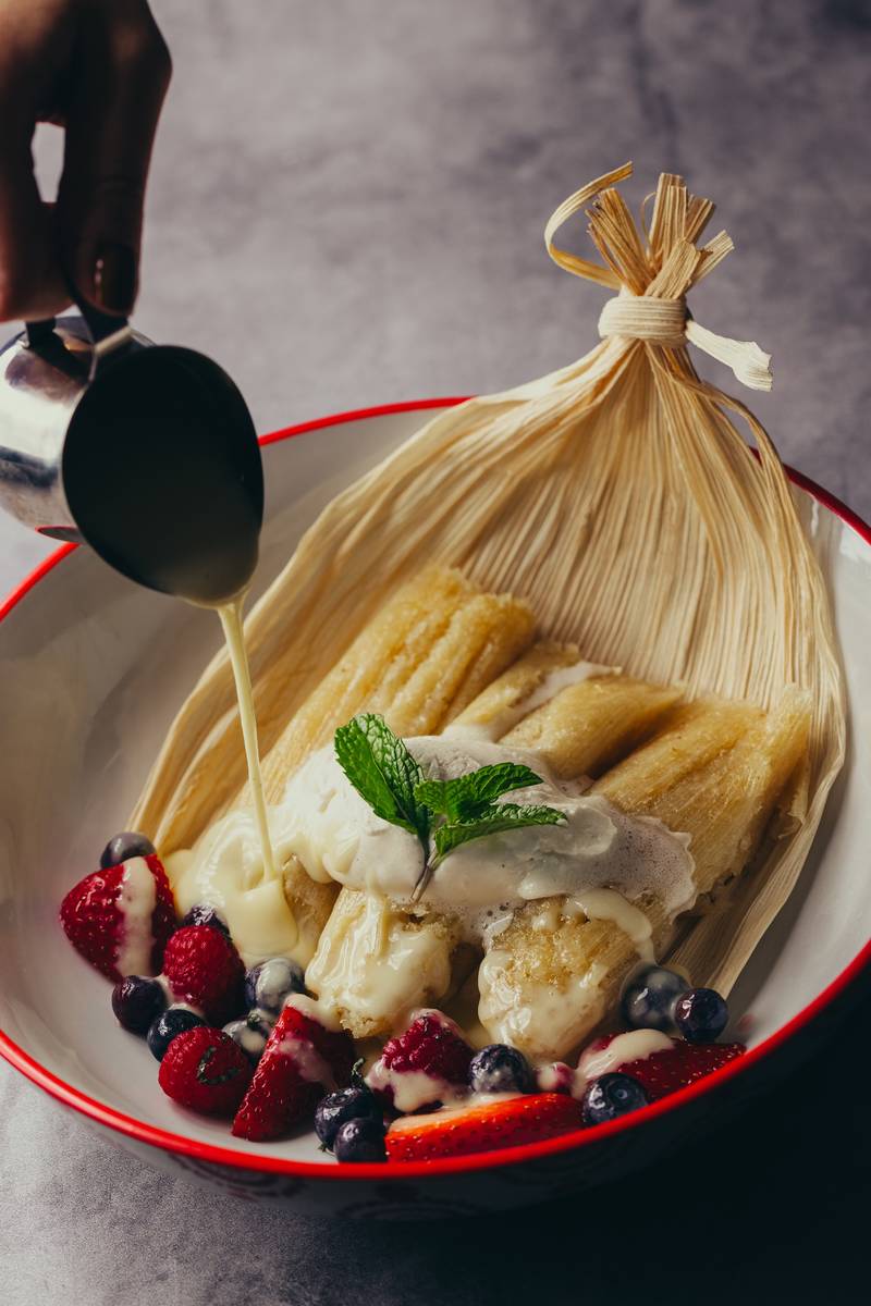 Sweet corn tamales at Casa Calavera at Virgin Hotels Las Vegas. (Joe Janet)