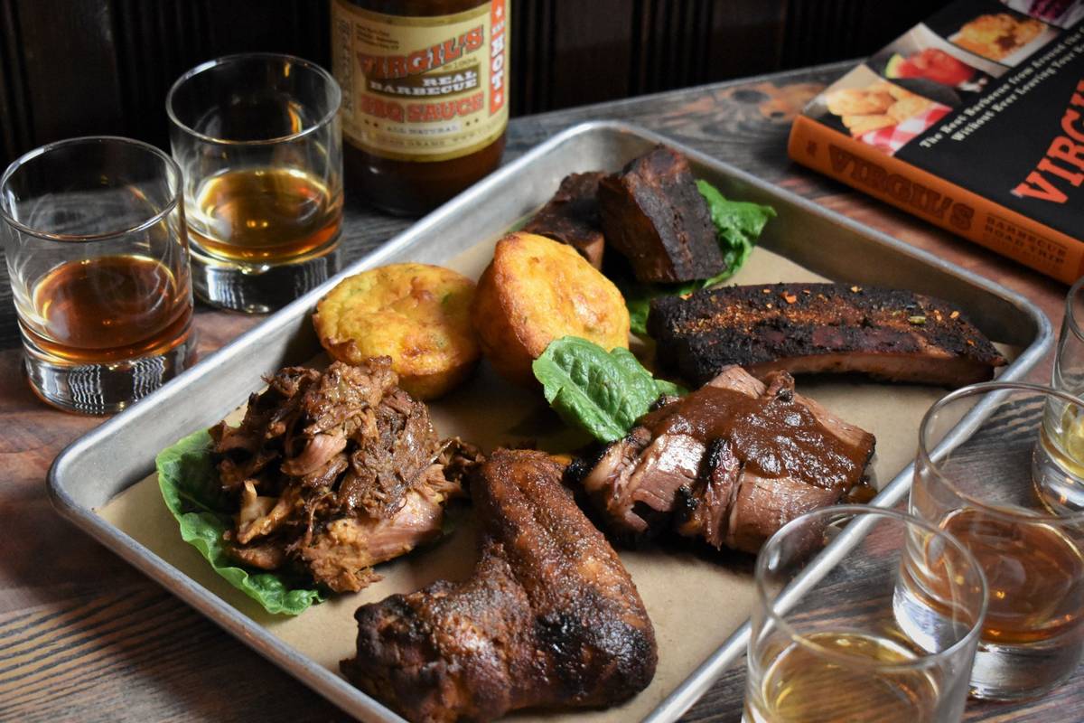 Barbecue-whiskey package at Virgil's Real Barbecue. (Virgil's Real Barbecue)