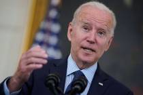President Joe Biden speaks about the COVID-19 vaccination program, in the State Dining Room of ...