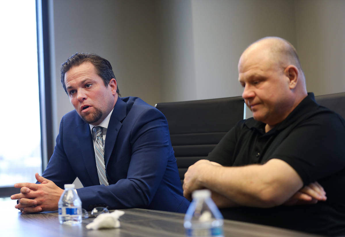 Attorney Jack DeGree speaks to the Review-Journal at the Burg Simpson law offices in Las Vegas, ...