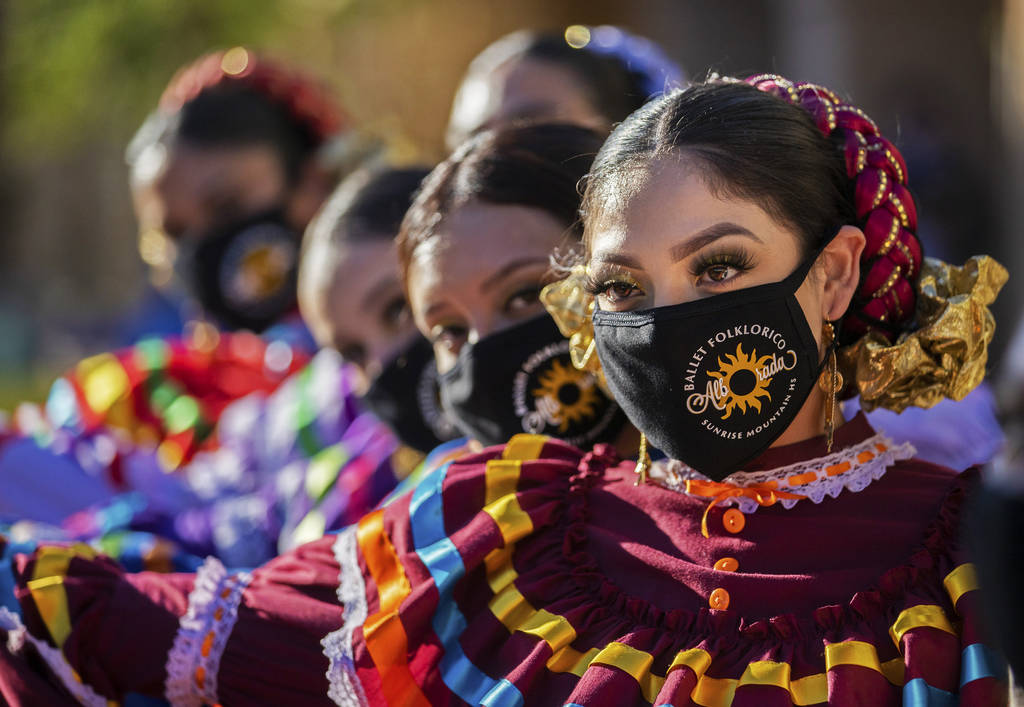 Members of Ballet Folkl—rico Alborada Sunrise Mountain High School wait to perform durin ...