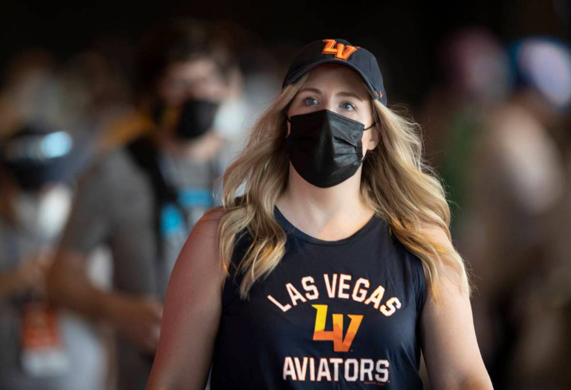 Fans make their way to their seats before the start of a Triple-A baseball game between the Las ...