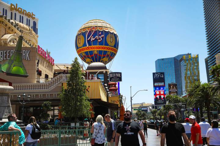 Paris Las Vegas on the Strip in Las Vegas, Monday, May 3, 2021. (Rachel Aston/Las Vegas Review- ...