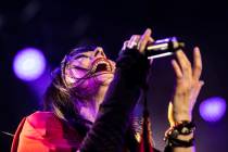 Elyzabeth Diaga, lead singer in "Queens of Rock," performs at Mosaic on the Strip dur ...
