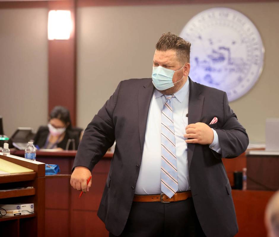 Robert McCoy, attorney for Michelle Dell, owner of Hogs & Heifers questions his client duri ...