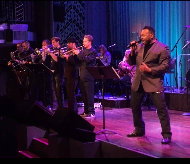 Lannie Counts sings with the Lon Bronson Band at Cabaret Jazz at the Smith Center on Saturday, ...