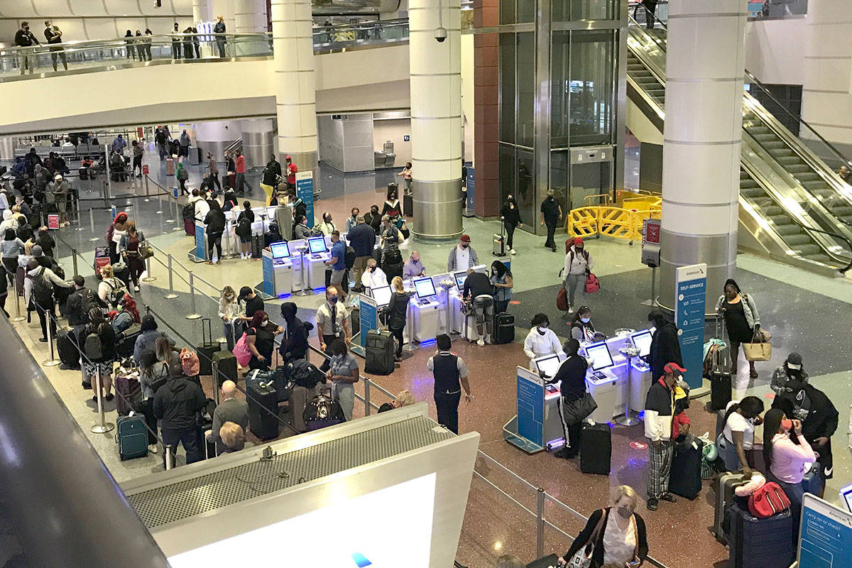 McCarran International Airport sees long lines Monday, April 26, 2021. (McCarran)