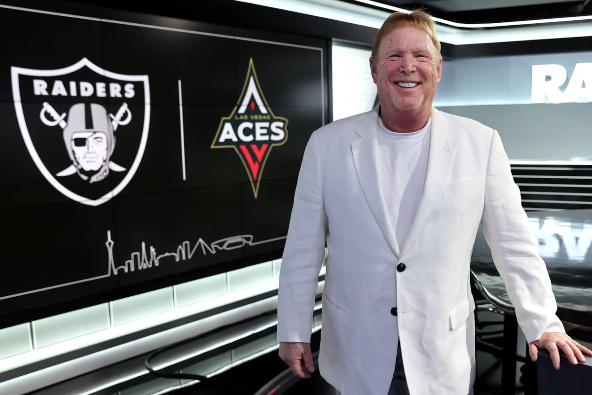 Raiders and Las Vegas Aces owner Mark Davis in the TV studio at Raiders’ headquarters in Hend ...