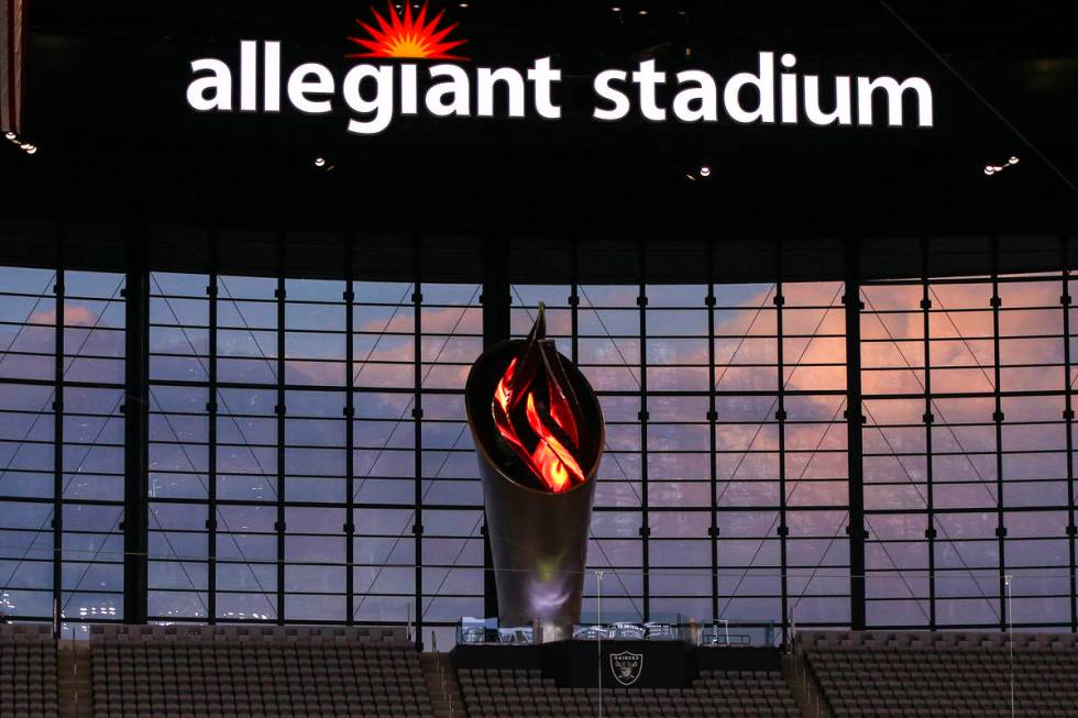 The Al Davis Memorial Torch is seen during the second quarter of the Las Vegas Raiders' home op ...