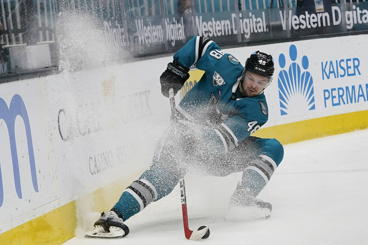 San Jose Sharks center Tomas Hertl (48) skates to the puck during the third period of the team' ...