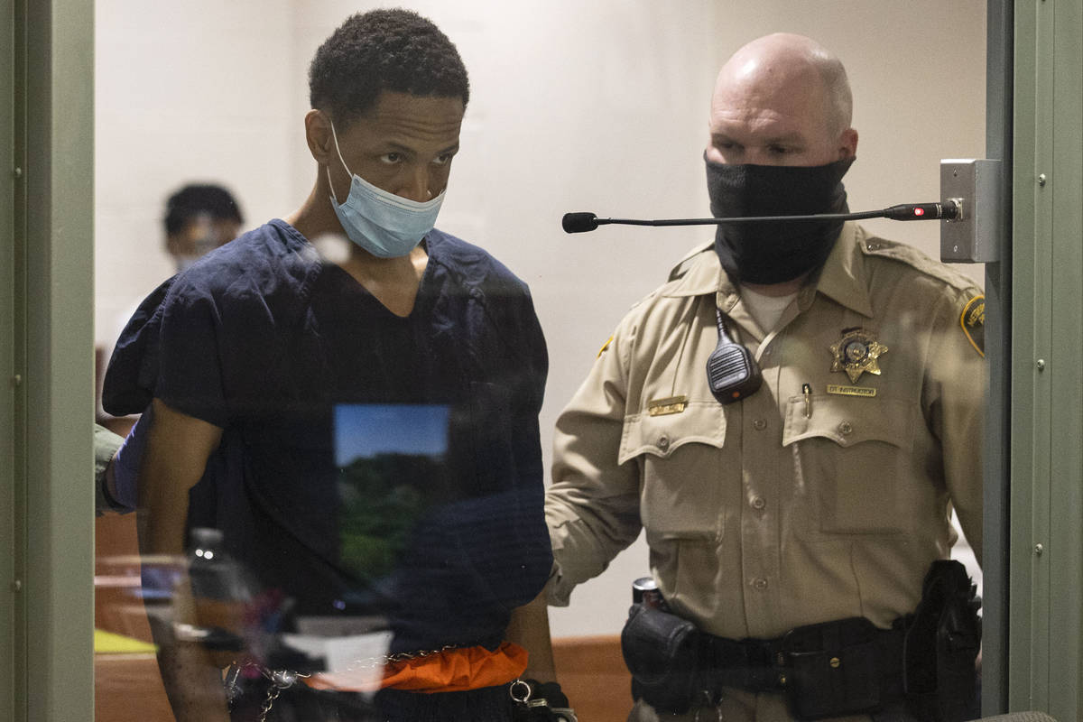 Terrell Rhodes, charged in the death of 2-year-old boy, Amari Nicholson, appears in court at th ...