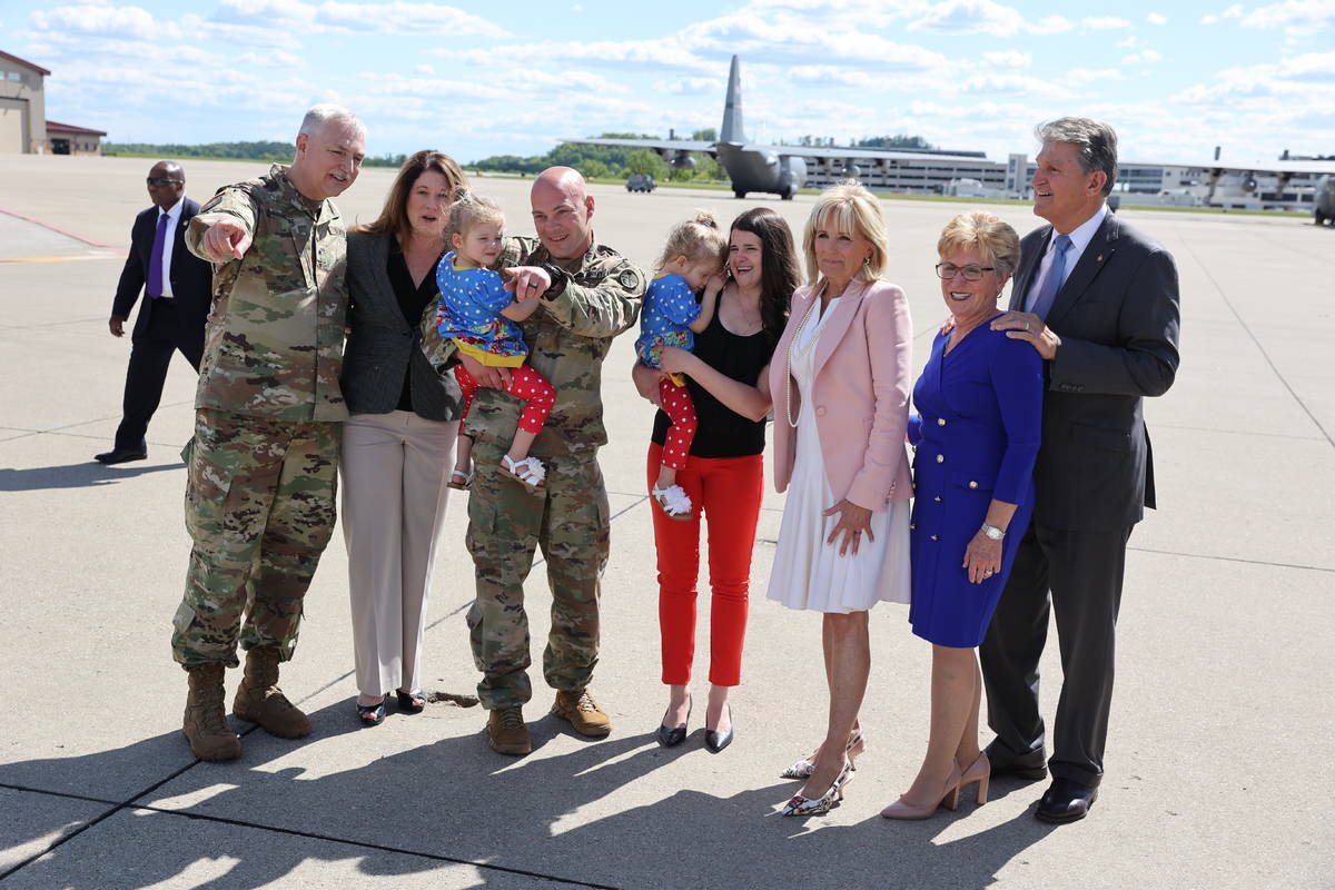 First lady Jill Biden arrives in Charleston, W.Va., Thursday, May 13, 2021. (Oliver Contreras/T ...
