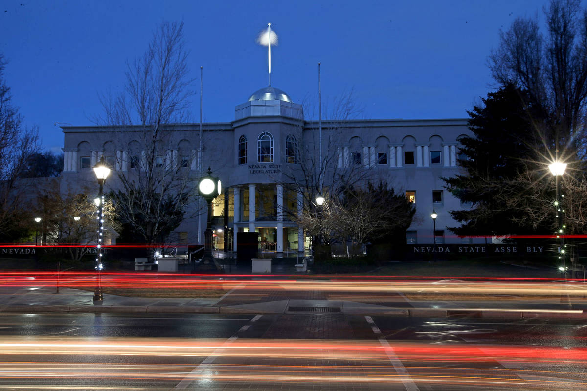 This Feb. 2, 2019, file photo shows the Legislative Building in Carson City. (K.M. Cannon/Las V ...
