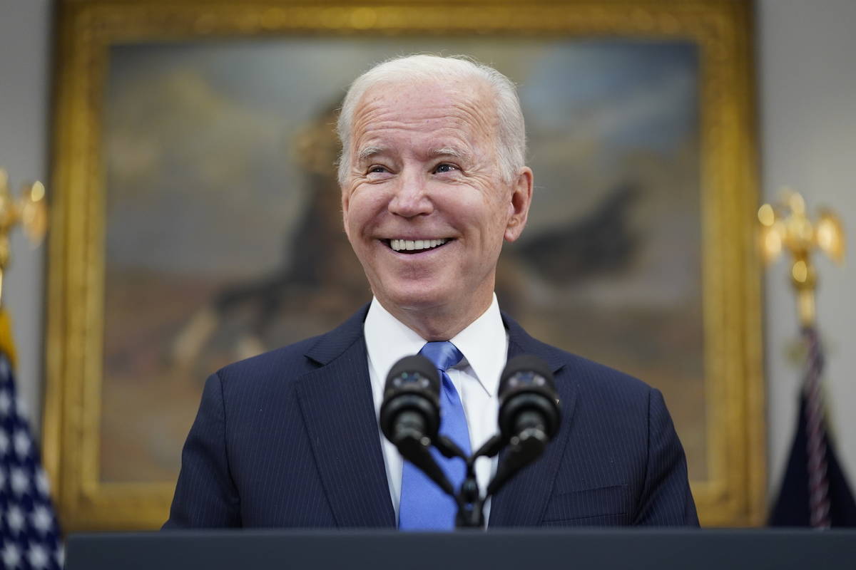 President Joe Biden delivers remarks about the Colonial Pipeline hack, in the Roosevelt Room of ...