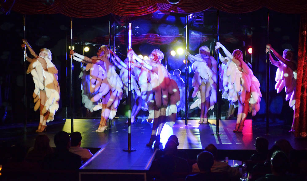 The staff of "Crazy Girls" in the Sin City Theater at Planet Hollywood. (Bill Hughes)