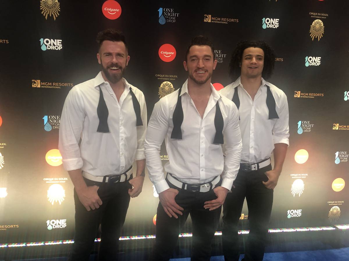 Members of "Chippendales" at the Rio are shown on the Blue Carpet prior to "One Night For One D ...