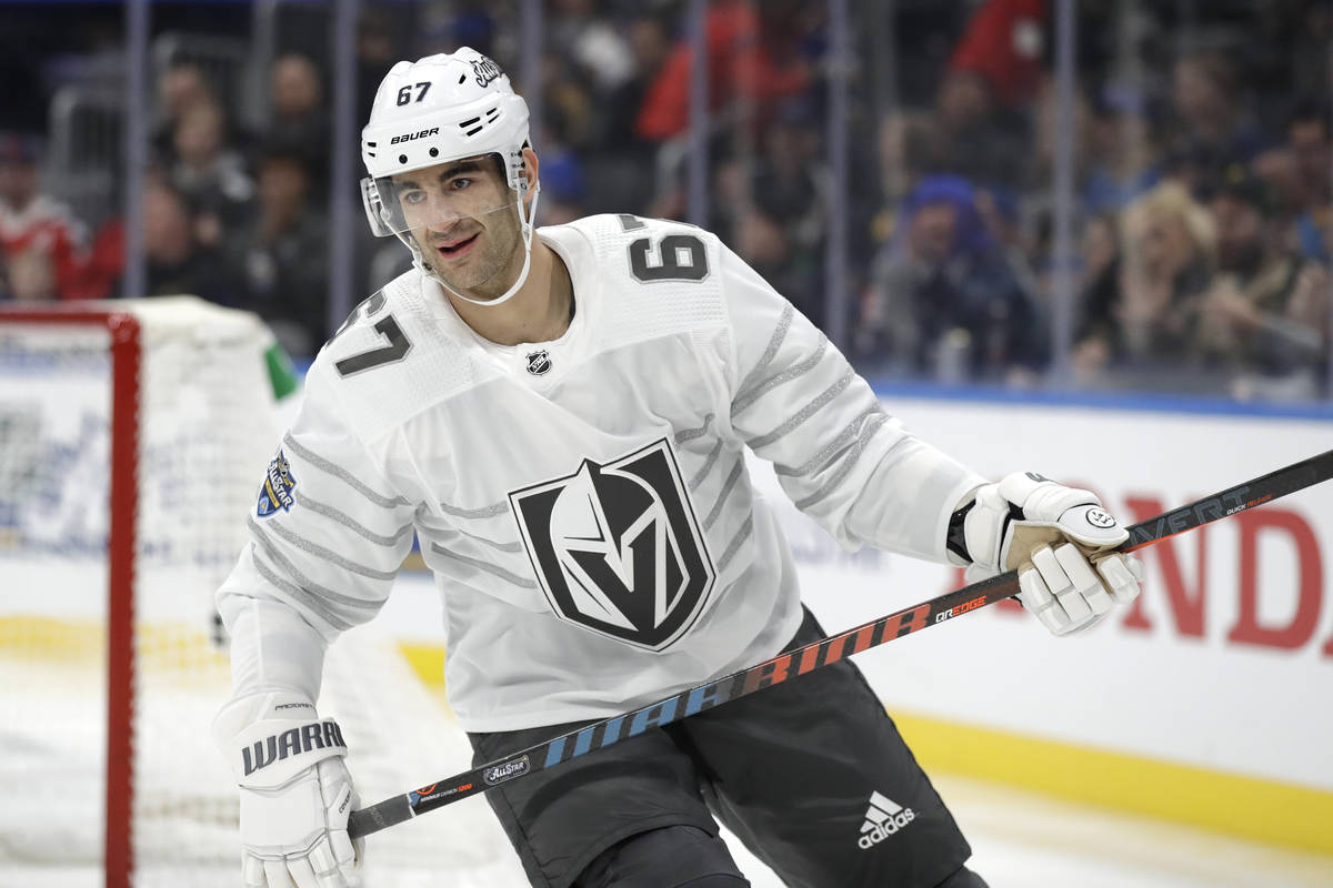 Vegas Golden Knights forward Max Pacioretty plays in an NHL hockey All Star semifinal game Satu ...