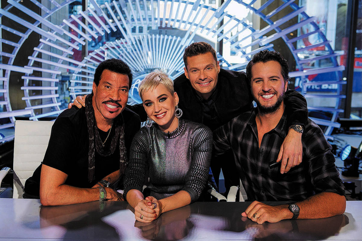 ABC's "American Idol" judges Lionel Richie, left, Katy Perry and Luke Bryan with host Ryan Seac ...