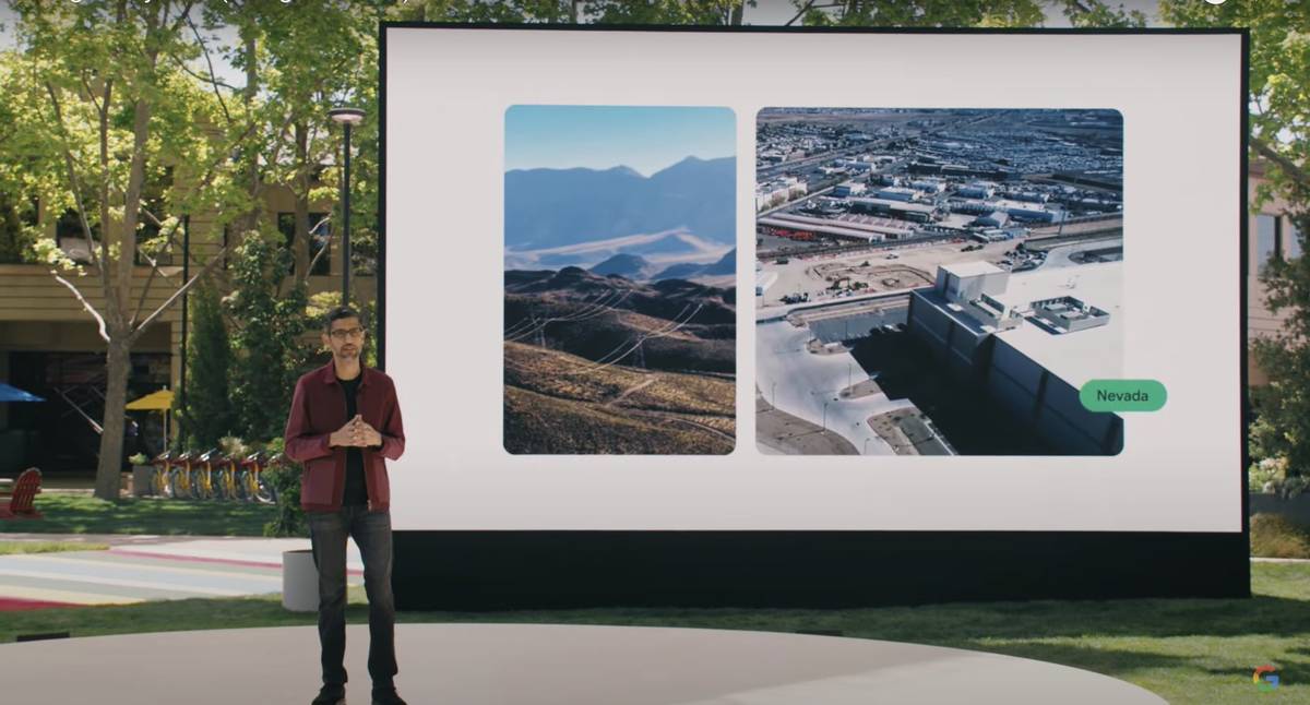 Screenshot of Google keynote address in which CEO Sundar Pichai announced May 18, 2021, that th ...