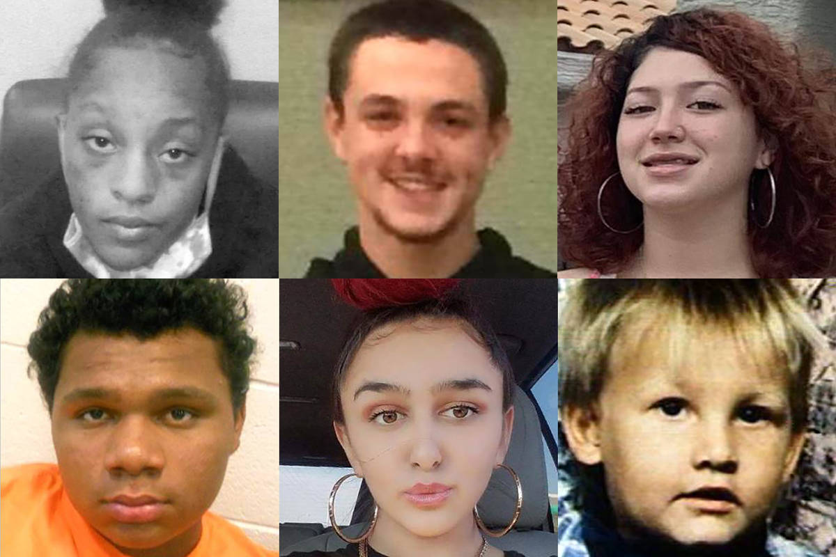 Top: Nevea Smith - 17, missing from Las Vegas since May 14, 2021; Nicholas Patterson - missing ...