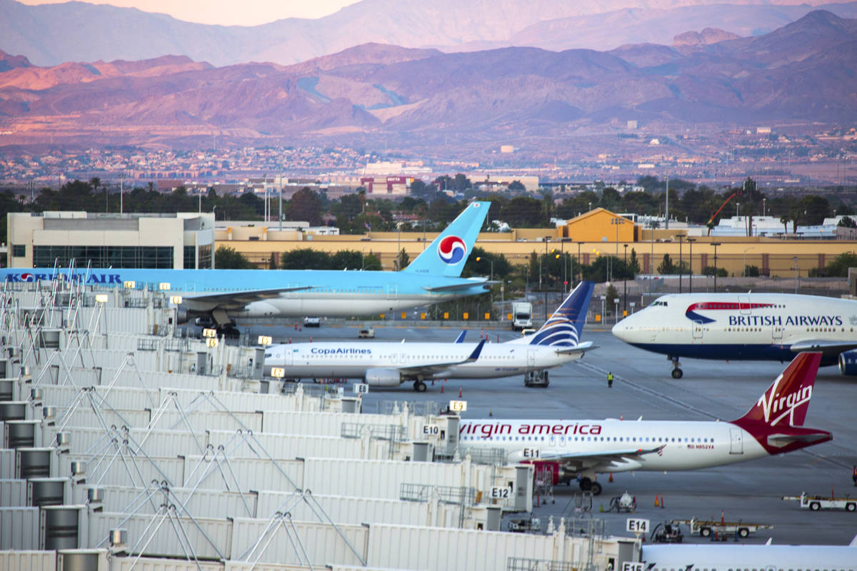 A British Airways flight arrives at McCarran International Airport. Rosemary Vassiliadis, who h ...